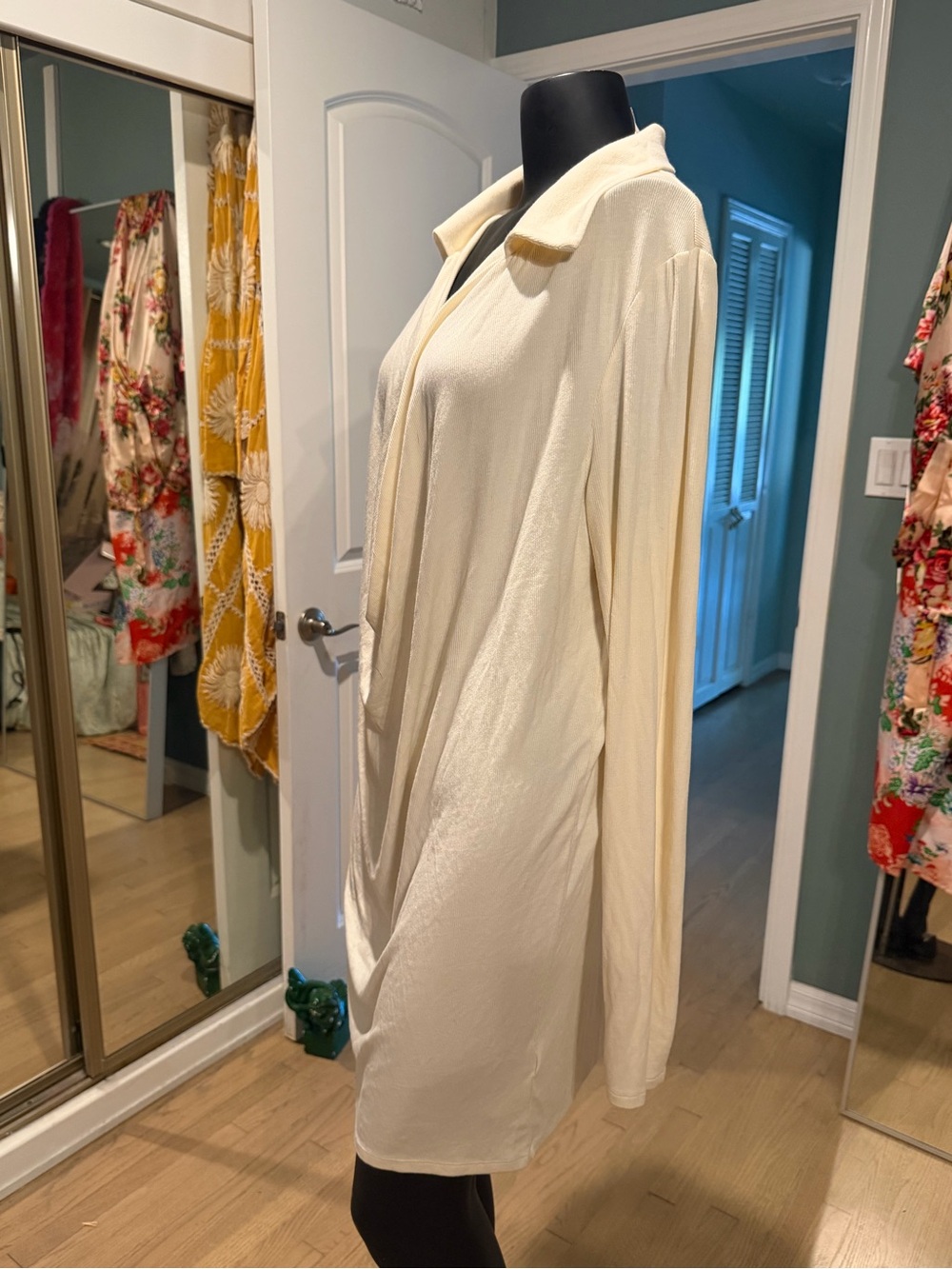 Free People Cream Long Sleeve Draped Tunic Dress